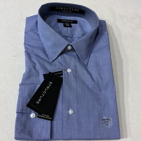 Mens Dress Shirt Fitted Wrinkle Free Cotton Blend - Picture 1 of 5